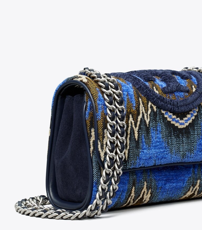 Tory Burch designer shoulder bags Fleming Soft Flame Stitch Small Convertible Shoulder Bag in Blue Dahlia Multi angle