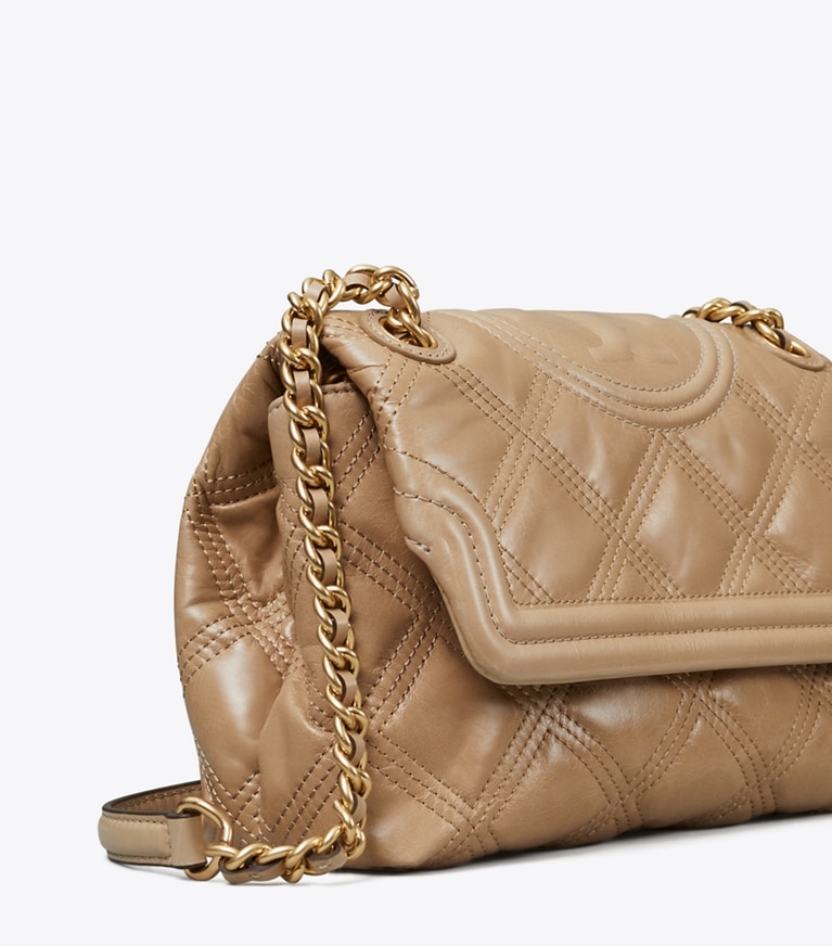 Tory Burch designer shoulder bags Fleming Soft Glazed Small Convertible Shoulder Bag in ALMOND FLOUR angle