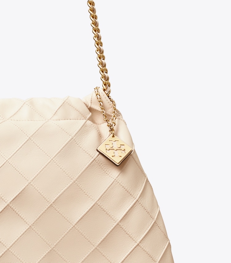 Tory Burch designer hobo bags Fleming Soft Hobo Bag in New Cream detail