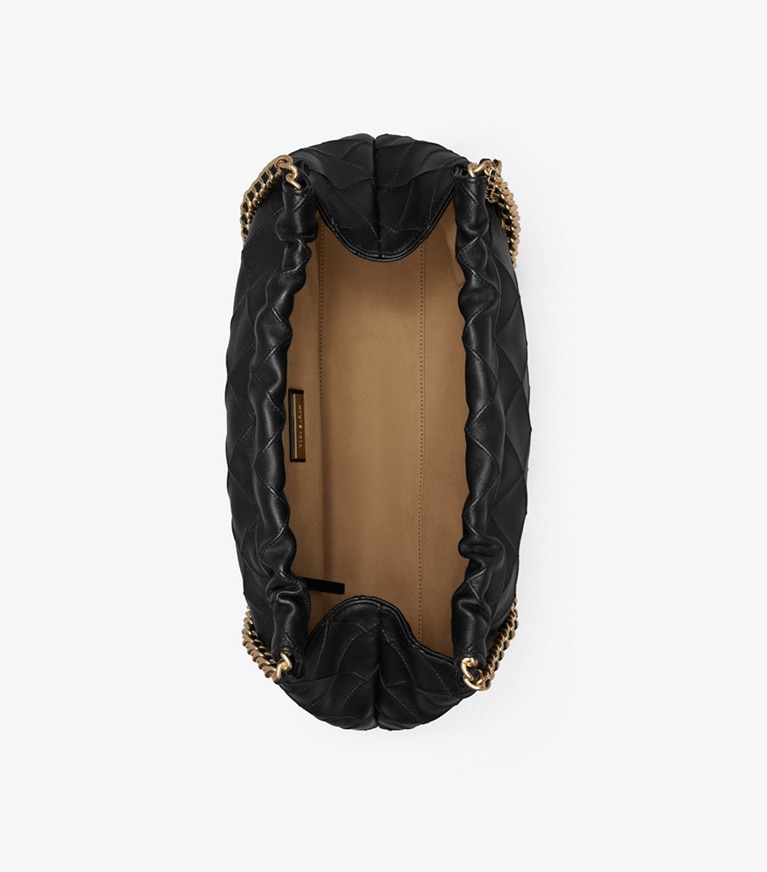 Tory Burch designer hobo bags Fleming Soft Hobo Bag in Black angle