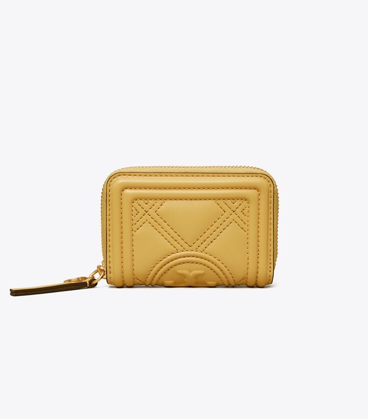 Tory Burch designer wallets Fleming Soft Mini Wallet in BEESWAX front
