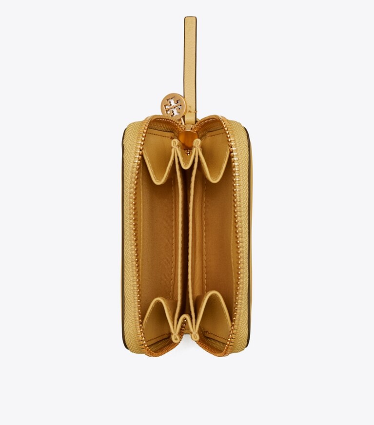 Tory Burch designer wallets Fleming Soft Mini Wallet in BEESWAX angle