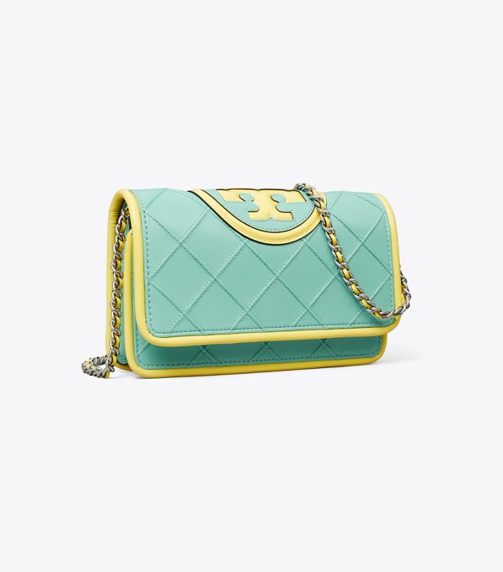 Fleming Soft Patent Border Chain Wallet: Women's Designer Mini Bags | Tory  Burch