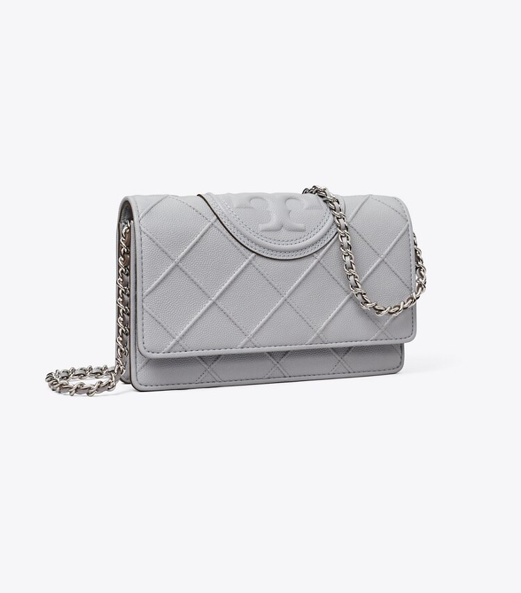 Tory Burch designer mini bags Fleming Soft Polished-Grain Crossbody in Slate angle