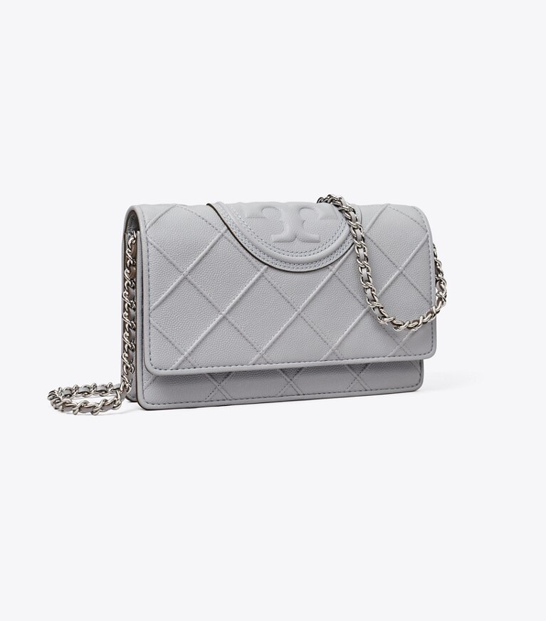 Tory Burch designer mini bags Fleming Soft Polished-Grain Crossbody in Slate angle