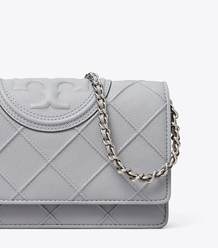 Tory Burch designer mini bags Fleming Soft Polished-Grain Crossbody in Slate angle