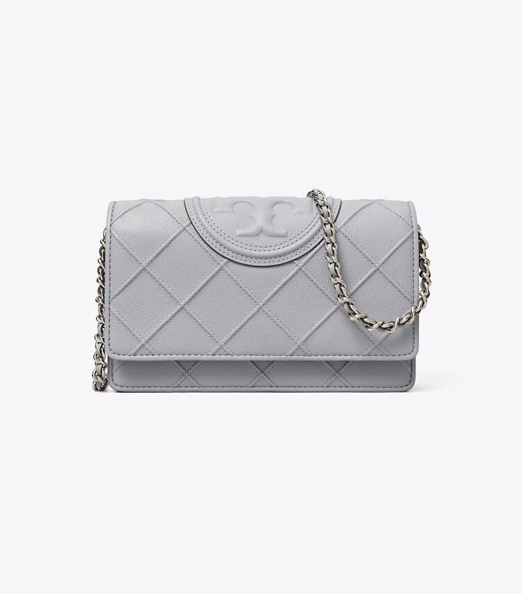 Tory Burch designer mini bags Fleming Soft Polished-Grain Crossbody in Slate front