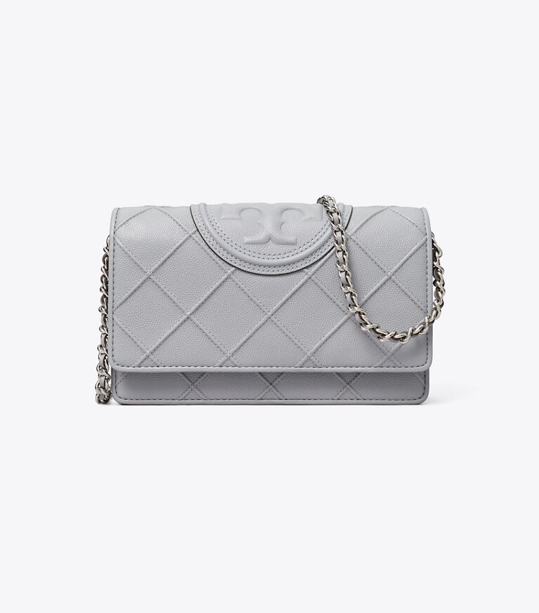 Tory Burch designer mini bags Fleming Soft Polished-Grain Crossbody in Slate angle