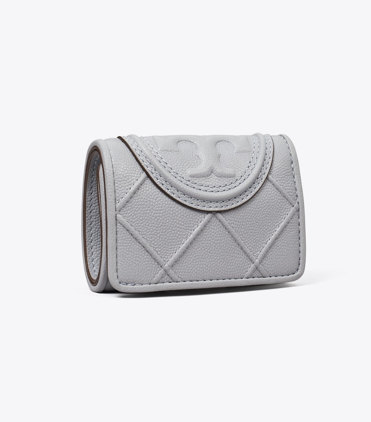 Tory Burch designer wallets Fleming Soft Polished-Grain Small Flap Wallet in Slate angle