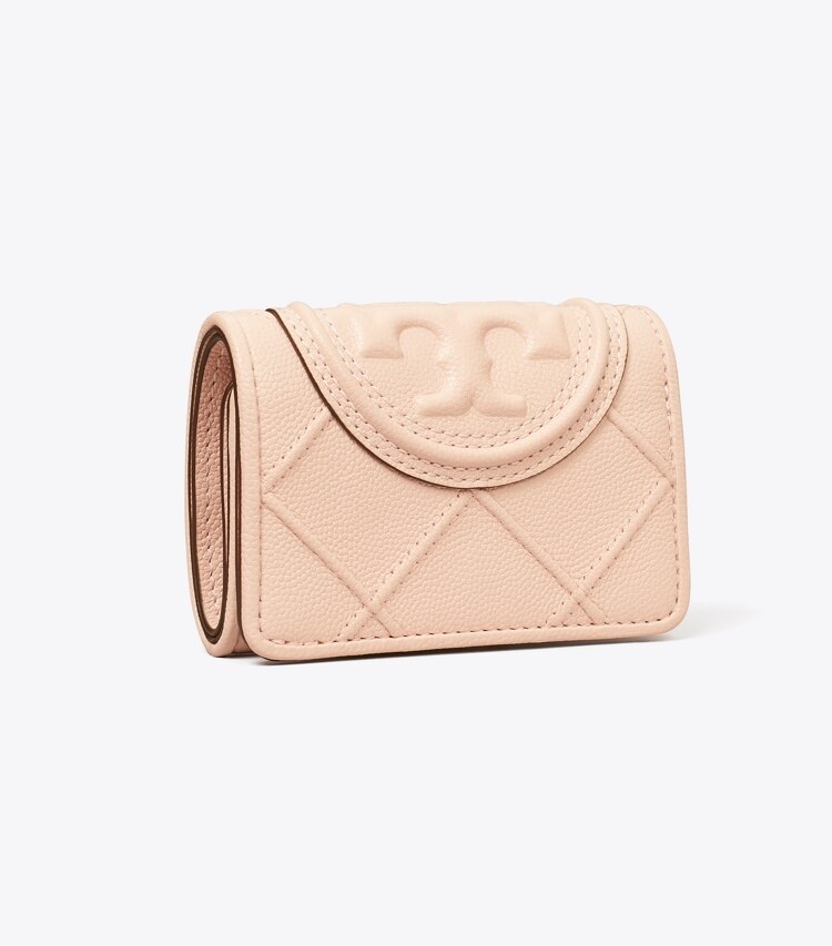 Tory Burch designer wallets Fleming Soft Polished-Grain Small Flap Wallet in Pink Dawn angle