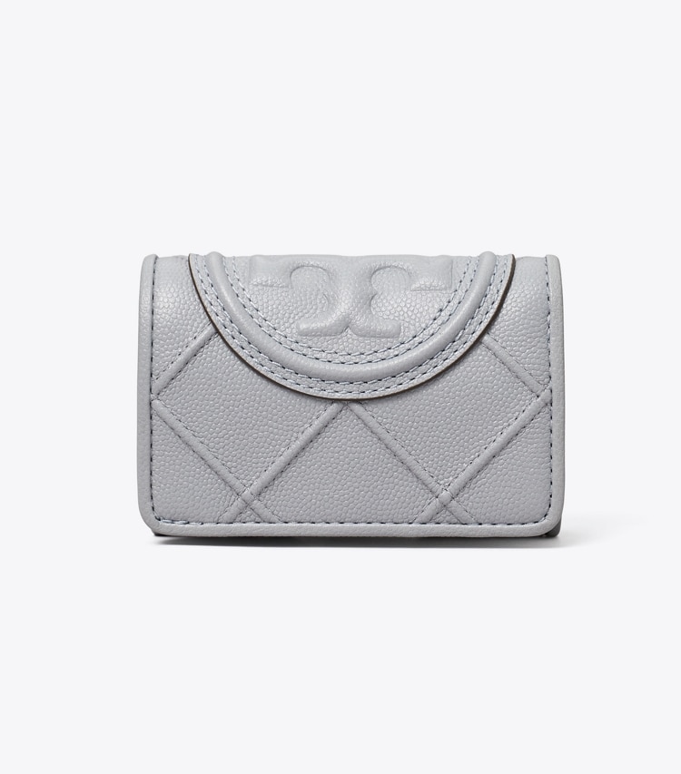 Tory Burch designer wallets Fleming Soft Polished-Grain Small Flap Wallet in Slate front