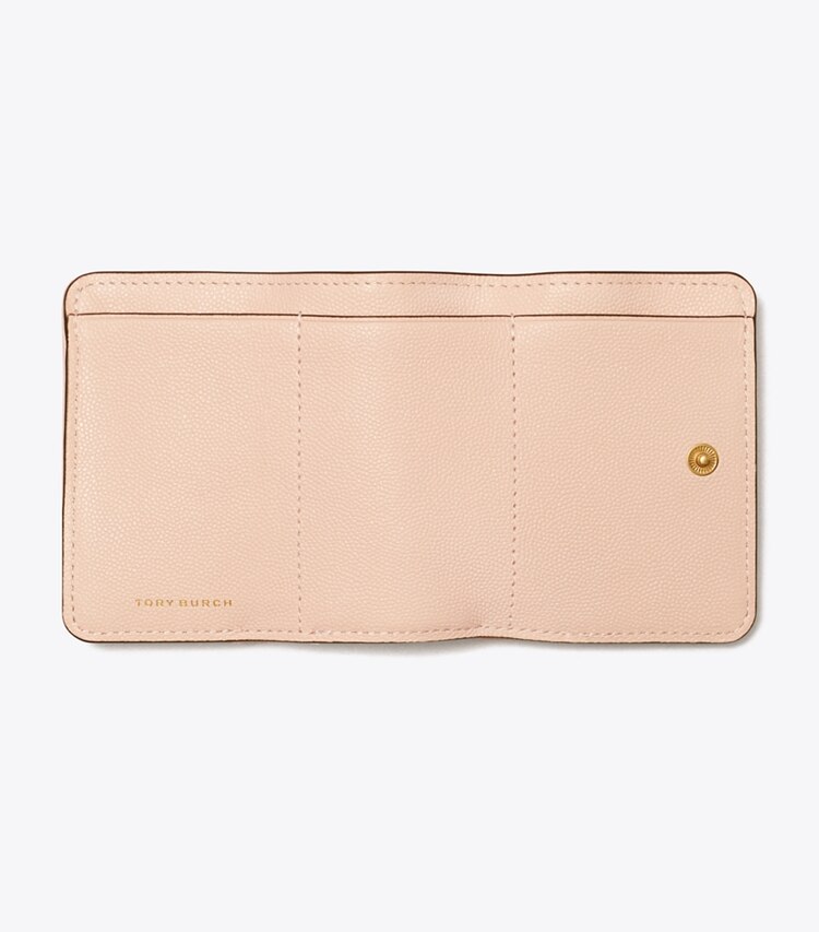 Tory Burch designer wallets Fleming Soft Polished-Grain Small Flap Wallet in Pink Dawn overhead