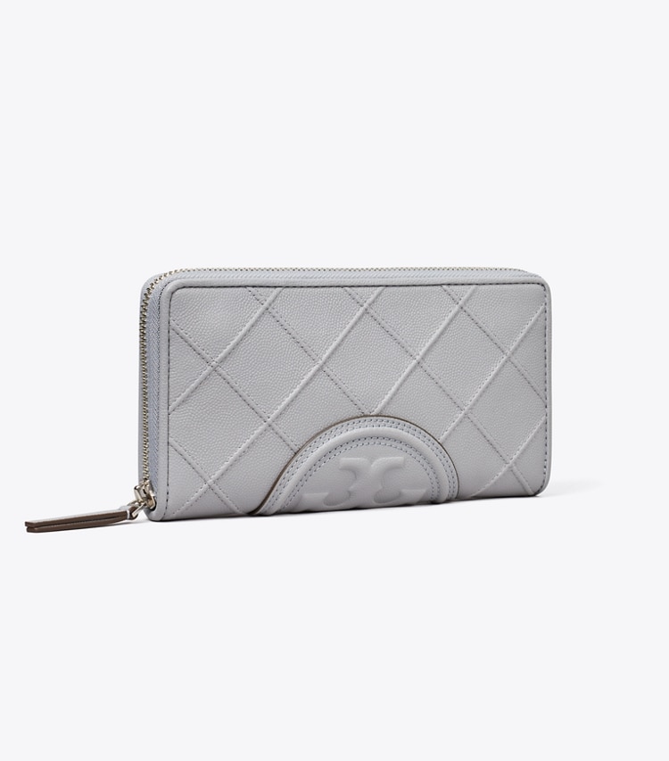 Tory Burch designer wallets Fleming Soft Polished-Grained Zip Continental Wallet in Slate angle