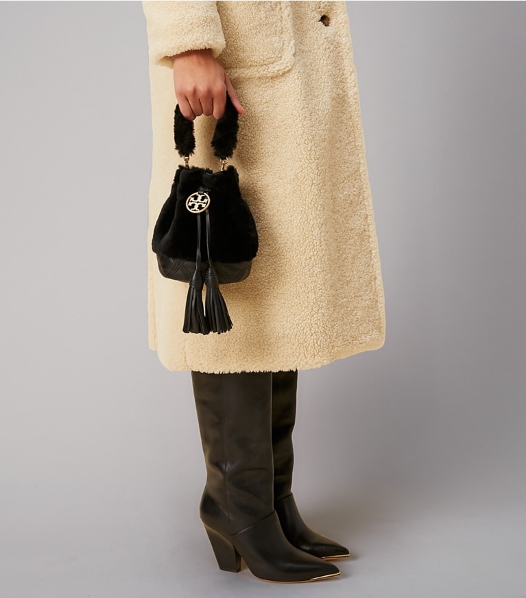 Shearling mini 2025 bucket bag