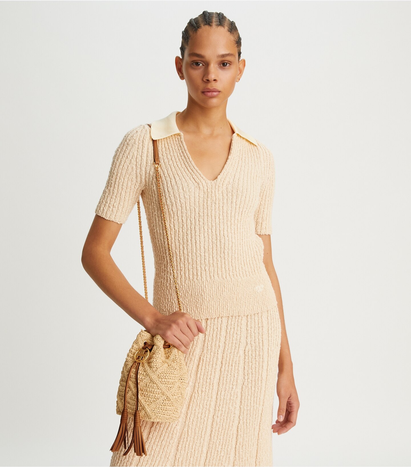 Fleming Soft Straw Mini Bucket Bag
