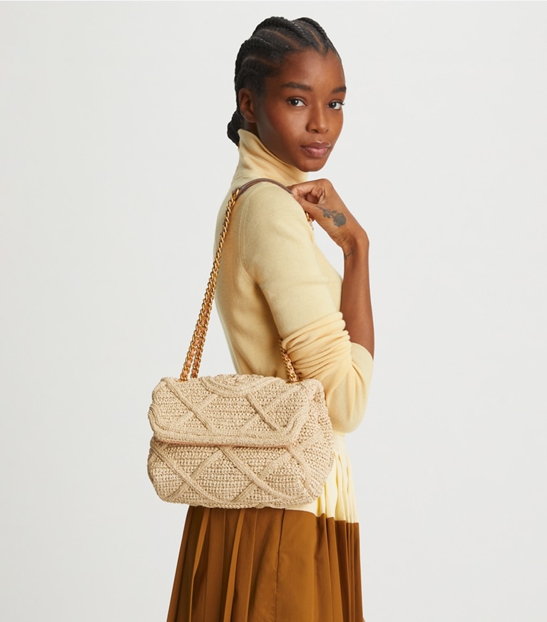 Tory Burch designer shoulder bags Fleming Soft Straw Small Convertible Shoulder Bag in Natural angle