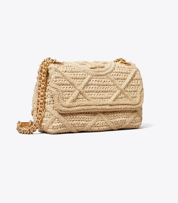 Tory Burch designer shoulder bags Fleming Soft Straw Small Convertible Shoulder Bag in Natural angle