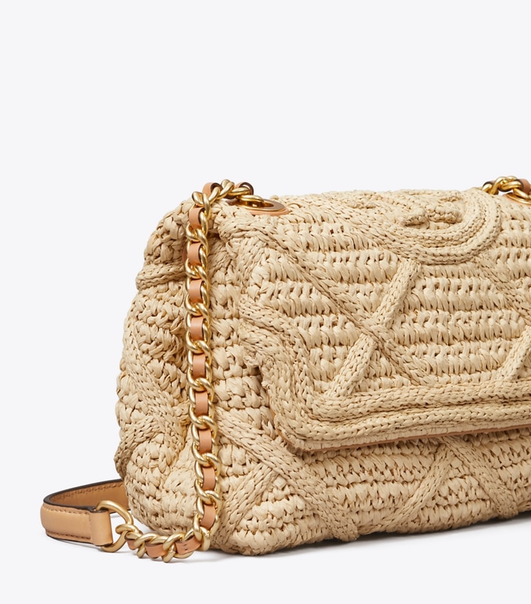 Tory Burch designer shoulder bags Fleming Soft Straw Small Convertible Shoulder Bag in Natural angle