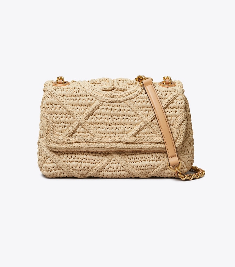 Tory Burch designer shoulder bags Fleming Soft Straw Small Convertible Shoulder Bag in Natural angle