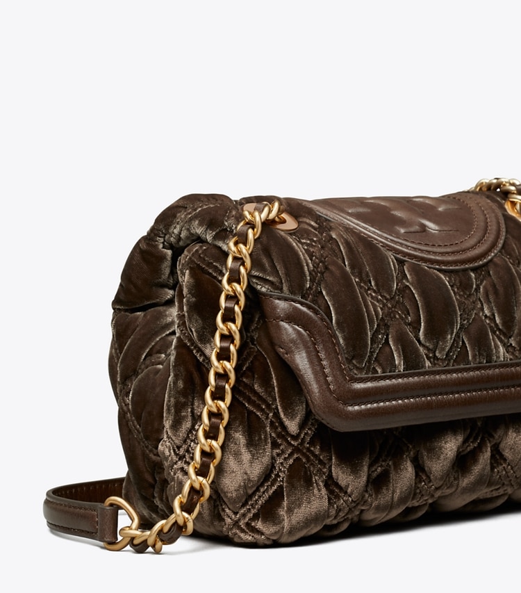 Tory Burch designer shoulder bags Fleming Soft Velvet Small Convertible Shoulder Bag in Hippo detail