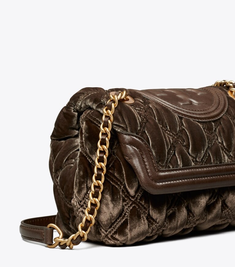Tory Burch designer shoulder bags Fleming Soft Velvet Small Convertible Shoulder Bag in Hippo angle