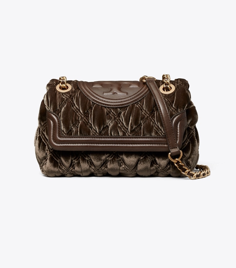 Tory Burch designer shoulder bags Fleming Soft Velvet Small Convertible Shoulder Bag in Hippo front