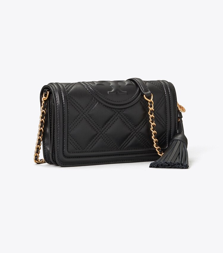 Tory Burch designer mini bags Fleming Soft Wallet Crossbody in Black angle