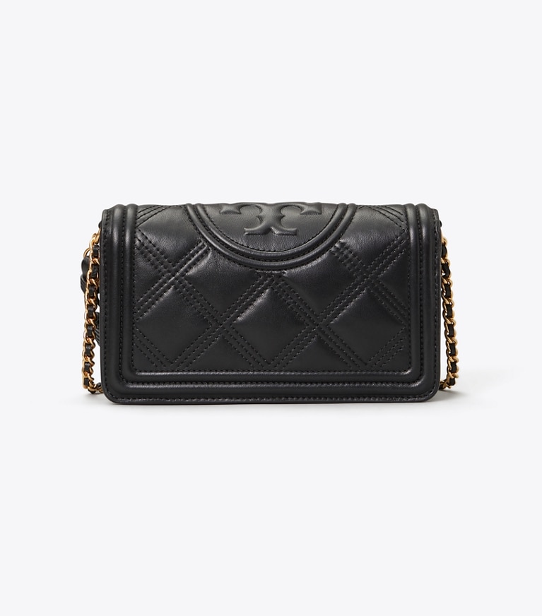 Tory Burch designer mini bags Fleming Soft Wallet Crossbody in Black angle