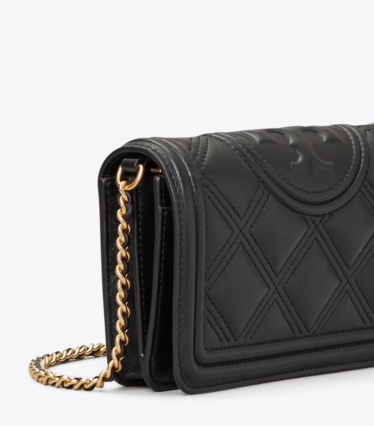Tory Burch designer mini bags Fleming Soft Wallet Crossbody in Black angle