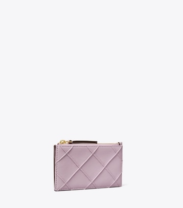 Tory Burch designer card cases Fleming Soft Zip Card Case in Pale Purple angle