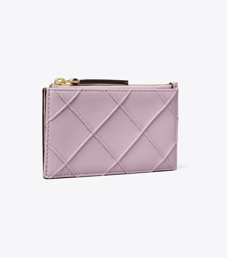 Tory Burch designer card cases Fleming Soft Zip Card Case in Pale Purple angle