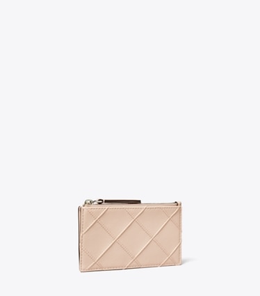 Tory Burch designer card cases Fleming Soft Zip Card Case in Soft Pink angle