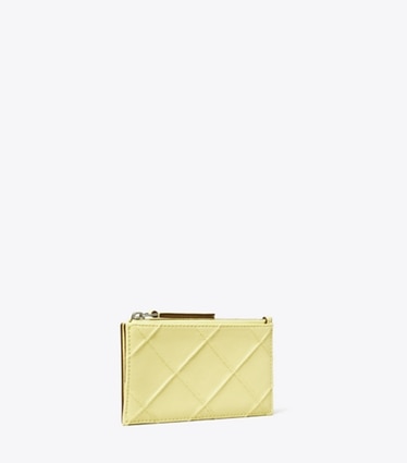 Tory Burch designer card cases Fleming Soft Zip Card Case in Frozen Zest angle