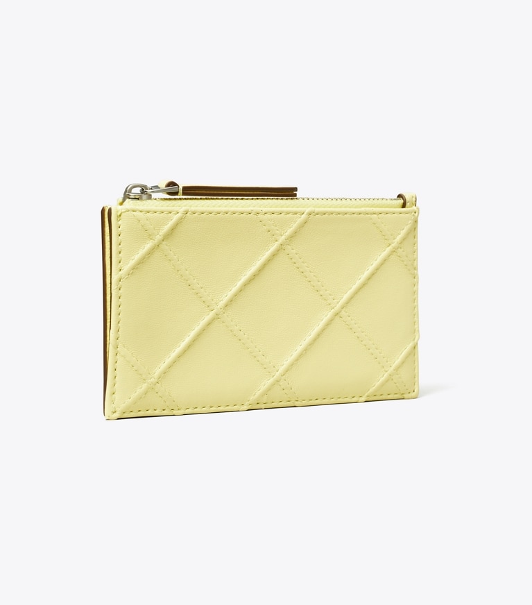 Tory Burch designer card cases Fleming Soft Zip Card Case in Frozen Zest angle