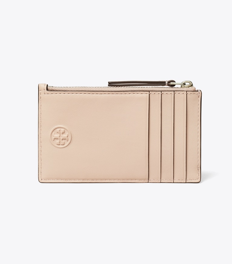 Tory Burch designer card cases Fleming Soft Zip Card Case in Soft Pink angle