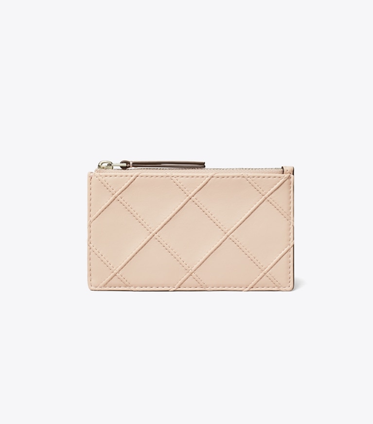 Tory Burch designer card cases Fleming Soft Zip Card Case in Soft Pink angle