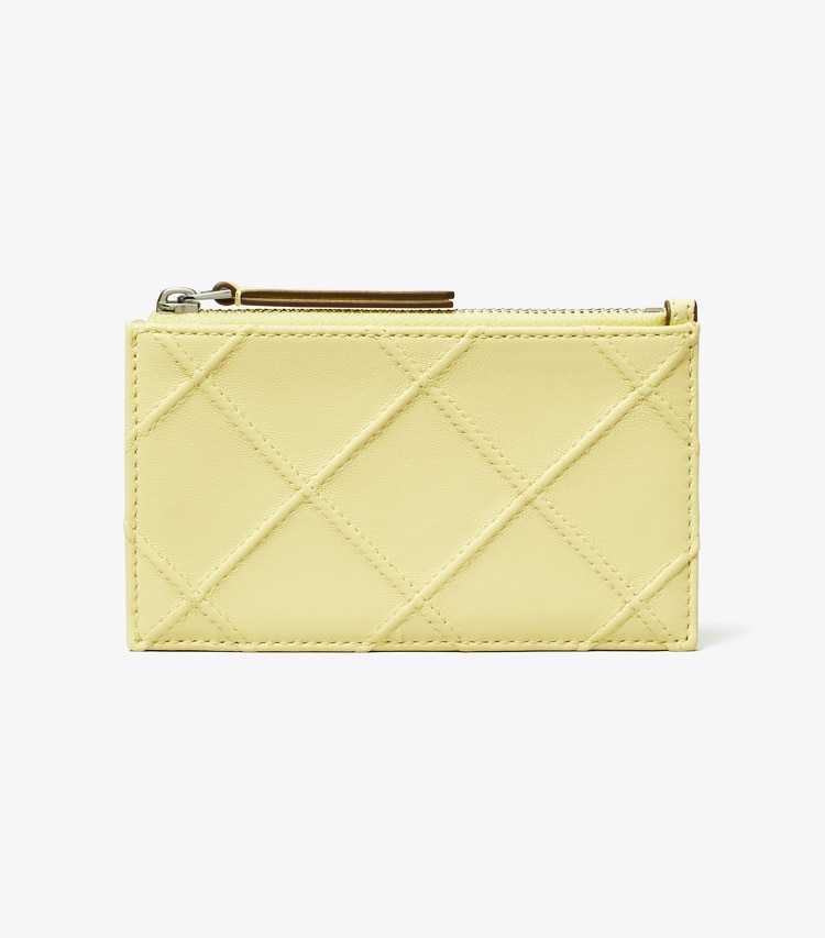 Tory Burch designer card cases Fleming Soft Zip Card Case in Frozen Zest front