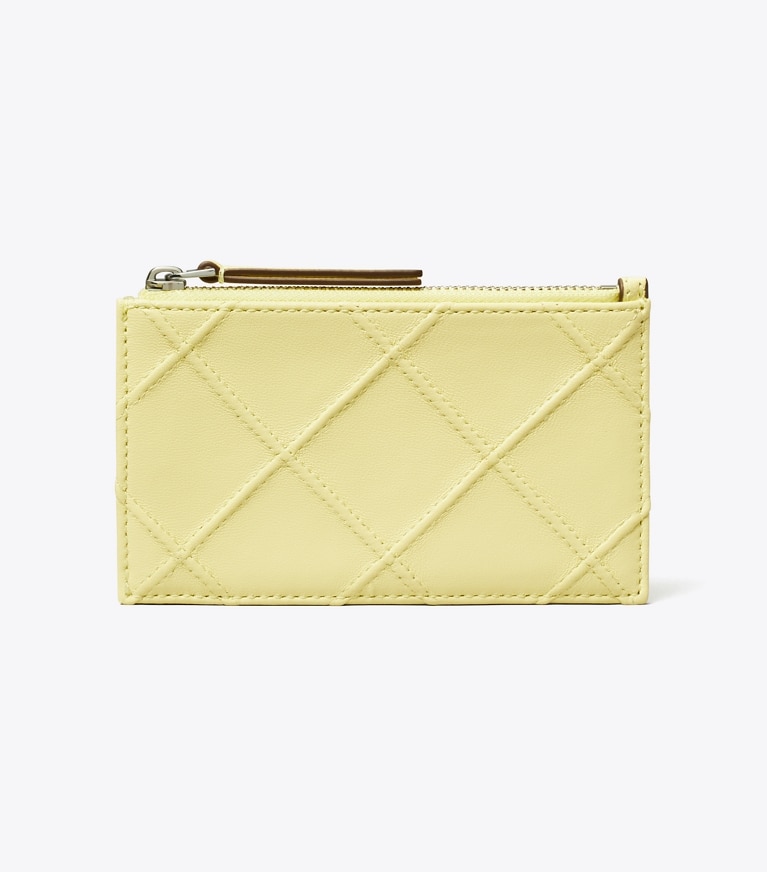 Tory Burch designer card cases Fleming Soft Zip Card Case in Frozen Zest angle