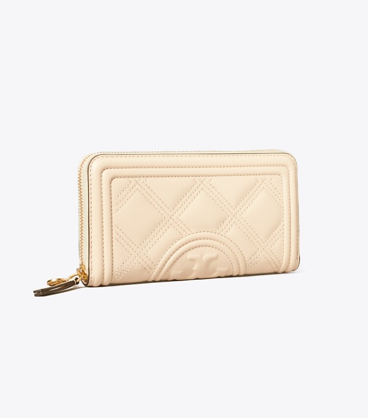 Tory Burch designer wallets Fleming Soft Zip Continental Wallet in New Cream angle
