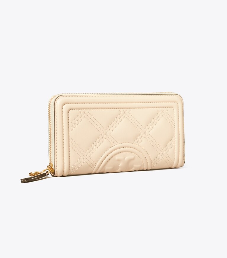 Tory Burch designer wallets Fleming Soft Zip Continental Wallet in New Cream angle