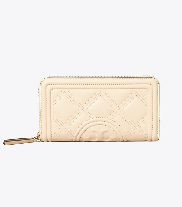Tory Burch designer wallets Fleming Soft Zip Continental Wallet in New Cream front