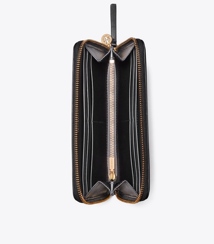 Tory Burch designer wallets Fleming Soft Zip Continental Wallet in Black overhead