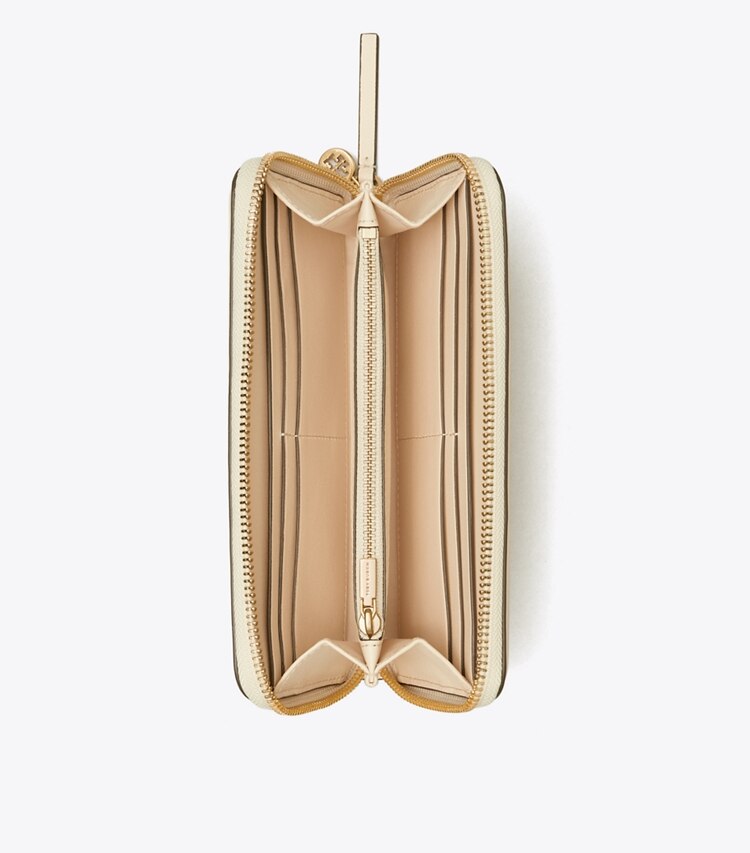 Tory Burch designer wallets Fleming Soft Zip Continental Wallet in New Cream overhead