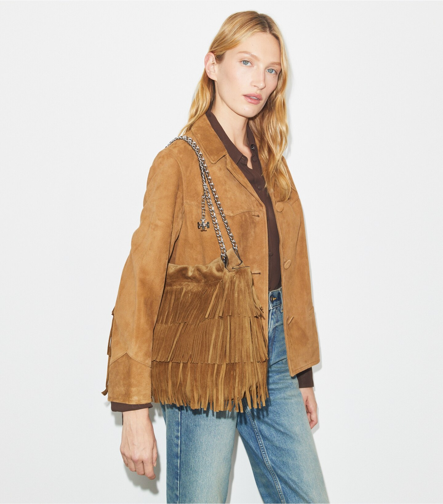 Fleming Suede Fringe Hobo Bag