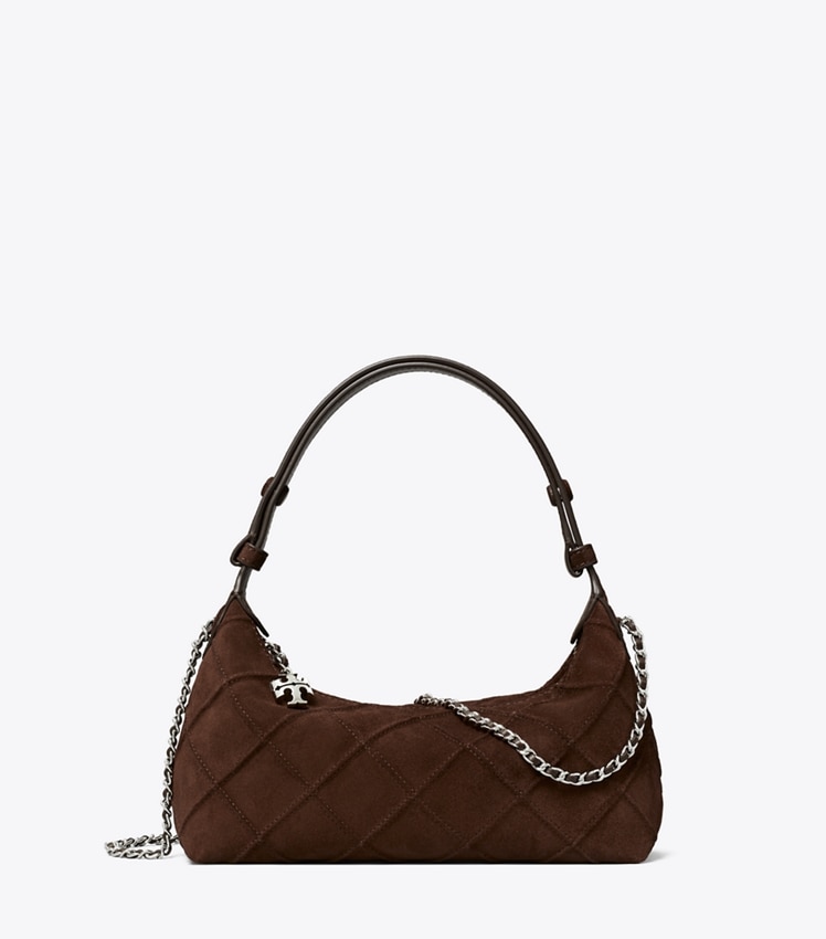 Tory Burch Fleming Suede Pochette — Dark Cocoa