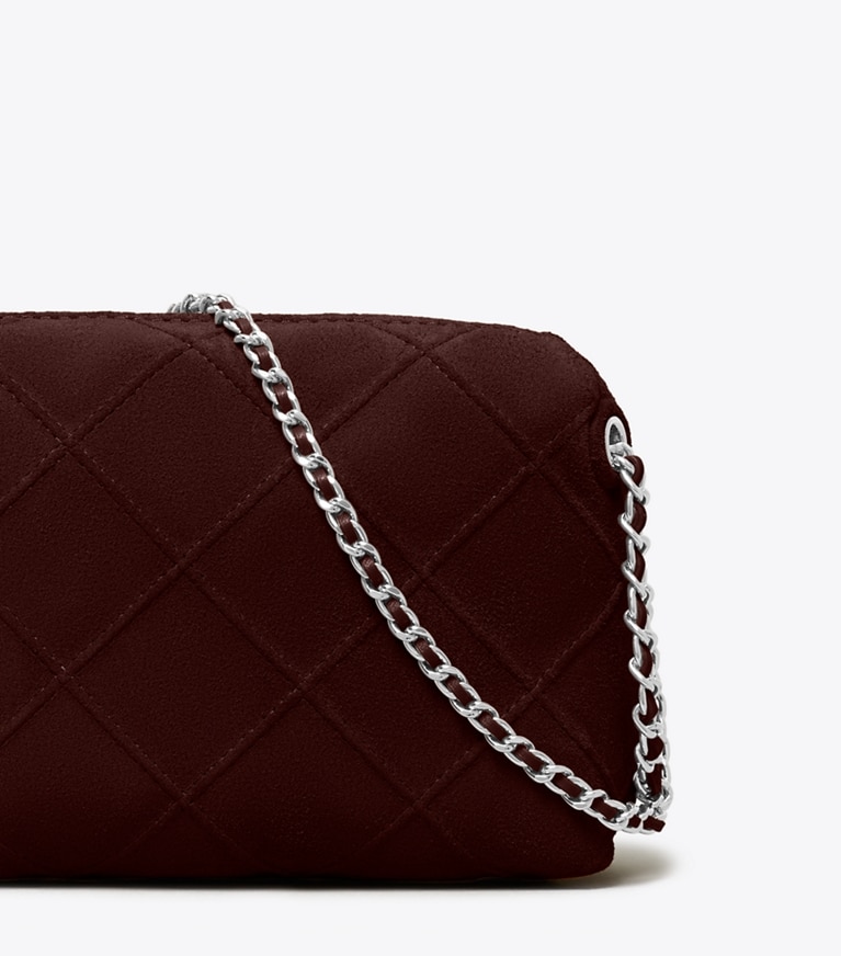 Tory Burch designer crossbody bags Fleming Suede Soft Crossbody Bag in Licorice detail