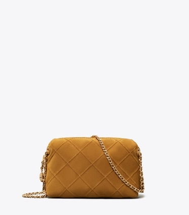 Tory Burch designer crossbody bags Fleming Suede Soft Crossbody Bag in CHICORY BROWN front
