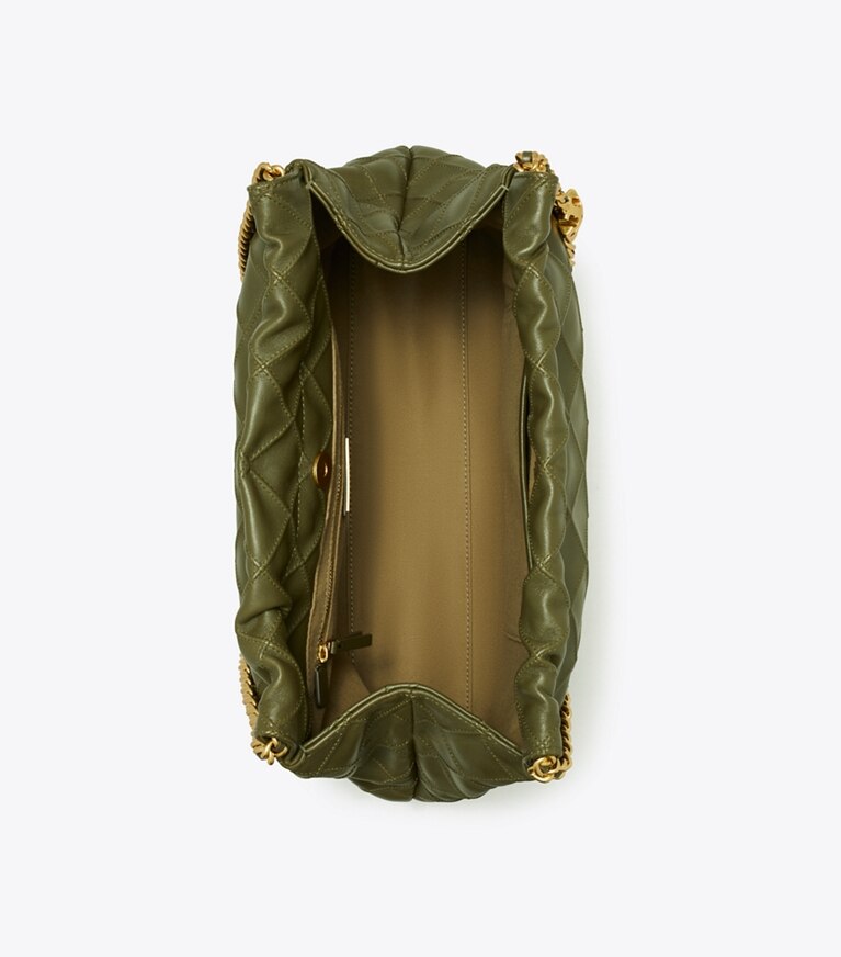 Tory Burch designer hobo bags Fleming Tasche mit Tunnelzug in Dark Olive von oben