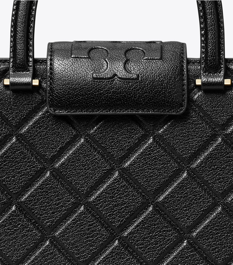 Tory Burch designer henkeltaschen Fleming Tote im Querformat in Black angle