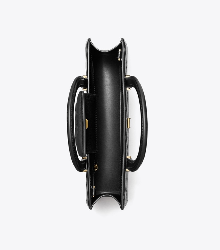 Tory Burch designer henkeltaschen Fleming Tote im Querformat in Black angle
